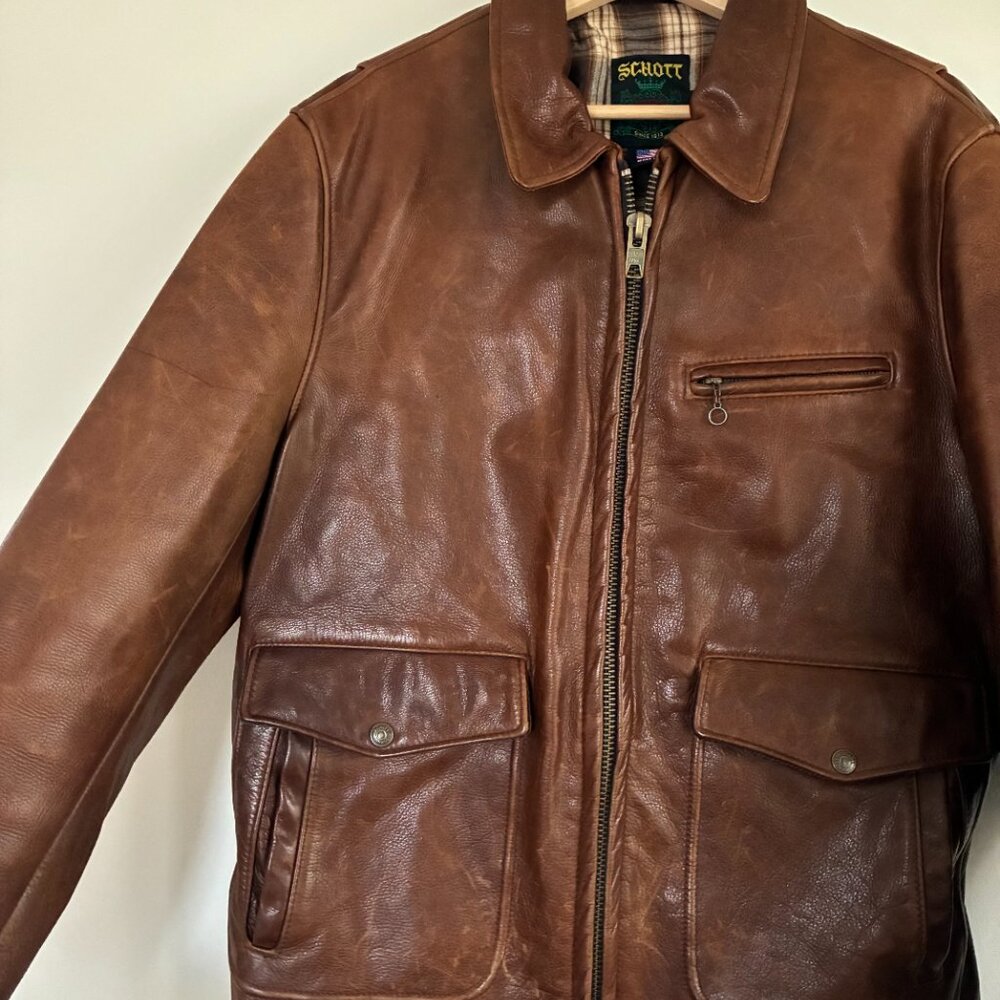 Schott Leather Jacket Men's Size M - Picture 2 of 8